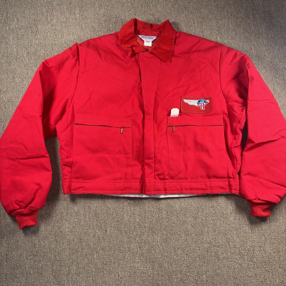 Btg 70s Halliburton Oil Field Red Work Jacket 46R Deadstock Winged Logo Patch
